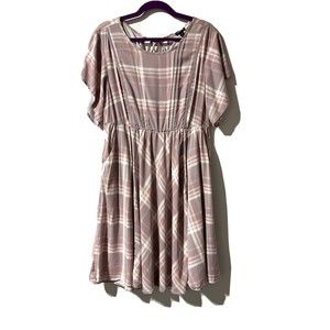 Torrid Challis Skater Dress Women’s Size 2 2X Lilac Blush Plaid Fit & Flare